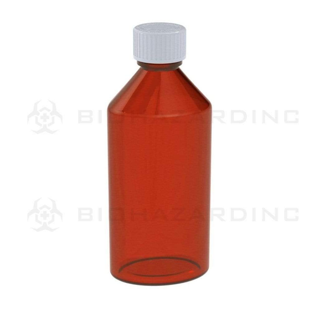 Child Resistant | Oval Bottles w/ Caps | Amber - 8oz - 80 Count Oval Bottles Biohazard Inc   