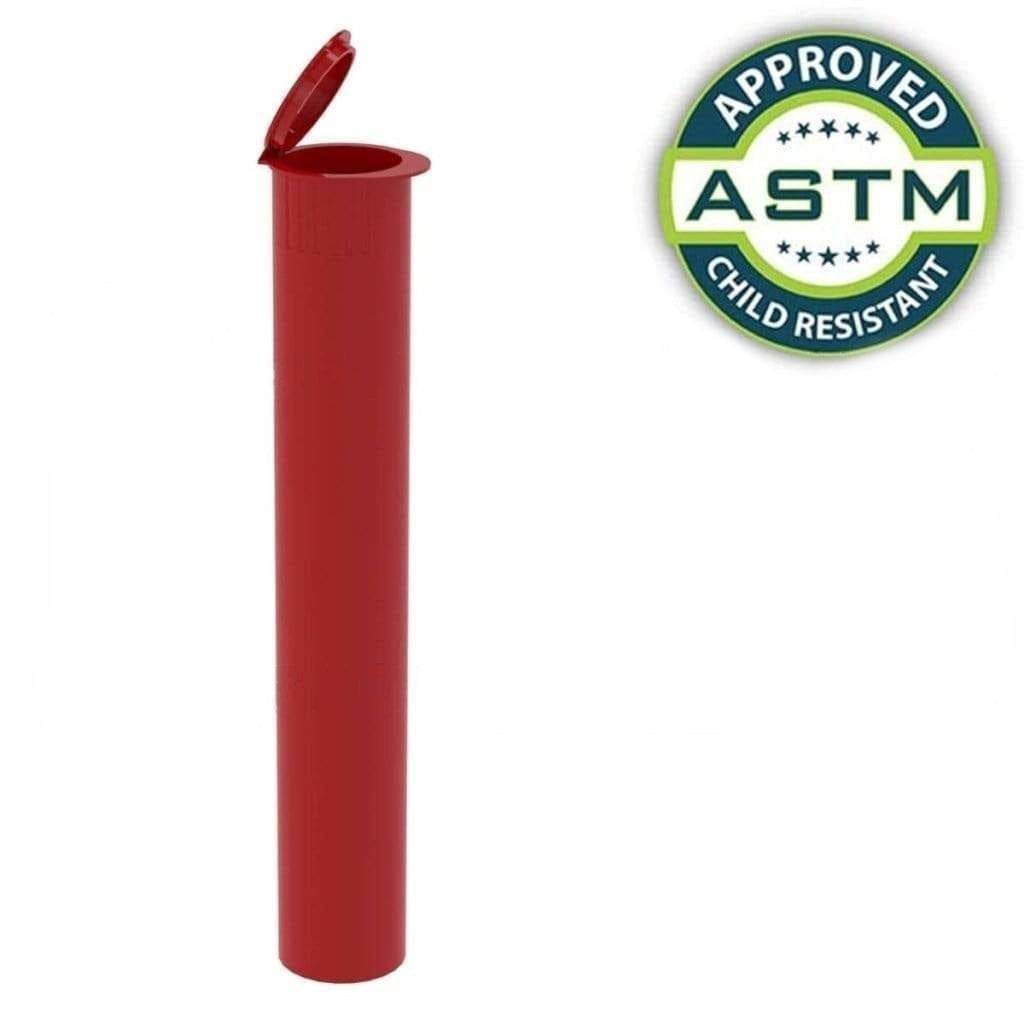 Child Resistant | Pop Top Pre-Roll Plastic Tubes | 116mm - Opaque Red - 1000 Count Child Resistant Joint Tube Biohazard Inc   