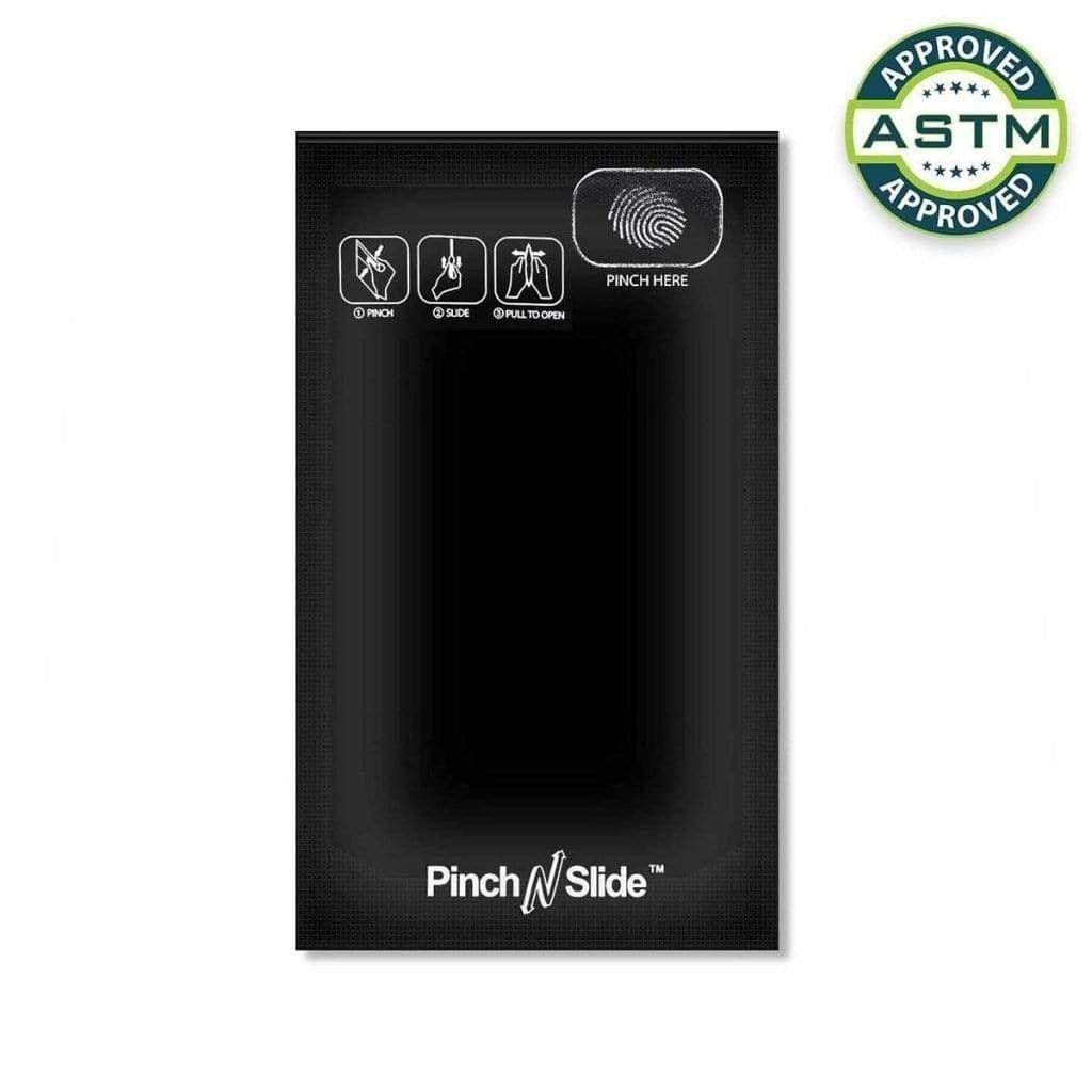 Child Resistant | Pinch N Slide Black Mylar Bags | 5" x 8" - 14g - 250 Count - Biohazard Inc