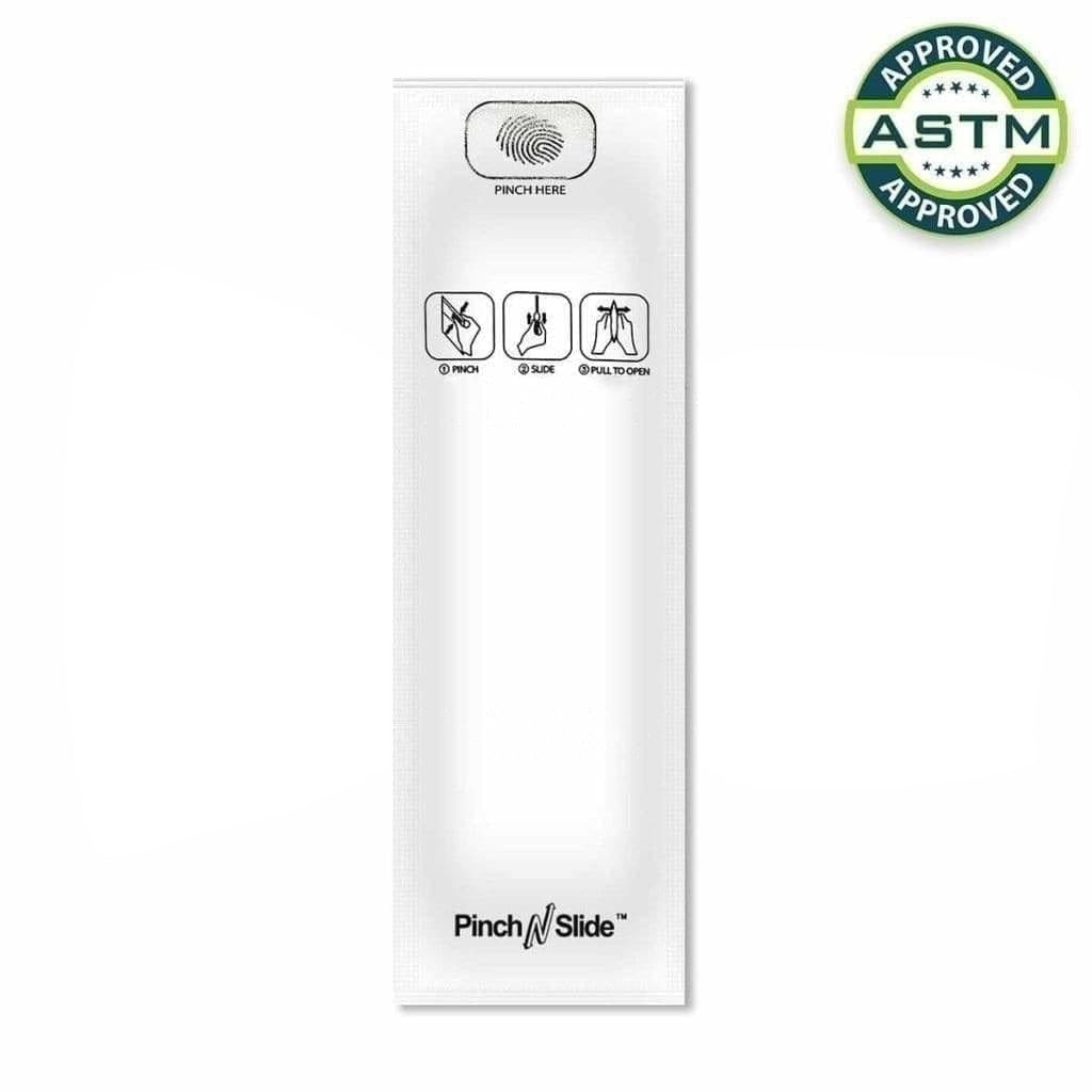 Child Resistant | Pinch N Slide White Mylar Bags | 2" x 7" - 2g - 250 Count - Biohazard Inc